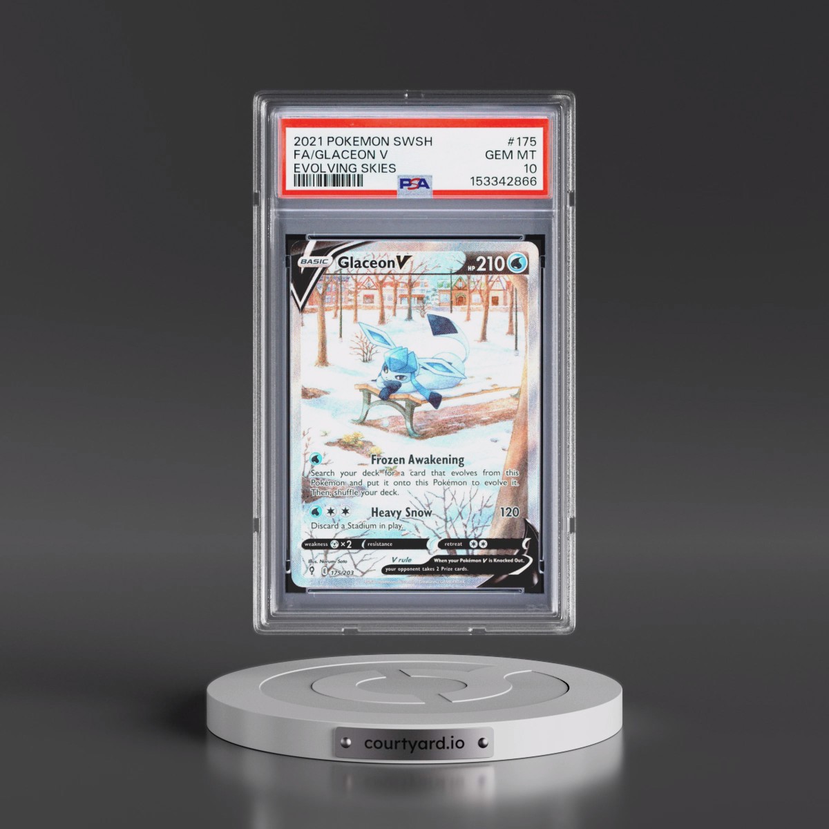 2021 Pokémon Sword & Shield Evolving Skies #175 Glaceon V - Holo Full Art (PSA 10 GEM MINT)