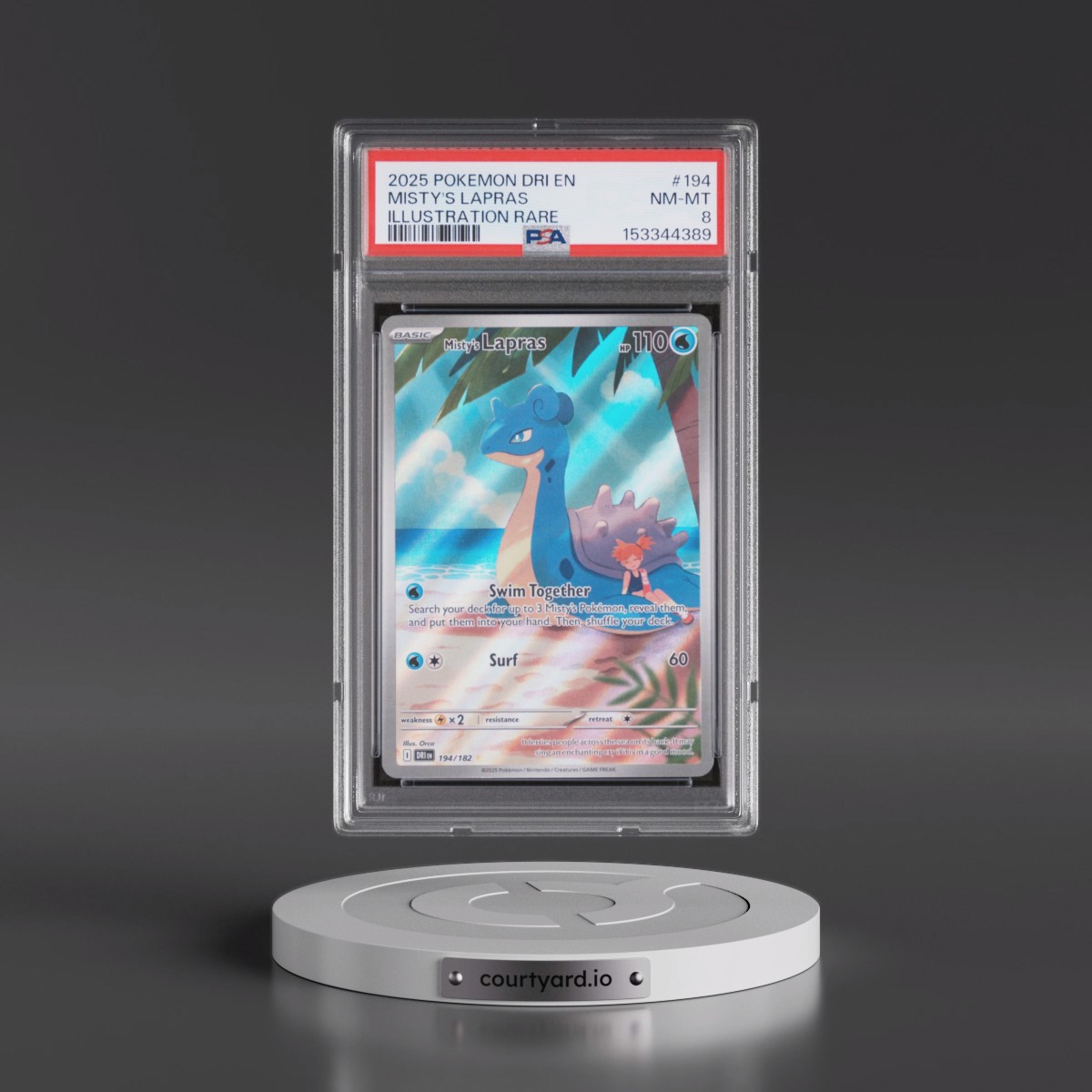 2025 Pokémon Dri EN-Destined Rivals #194 Misty's Lapras - Illustration Rare (PSA 8 NM-MT)