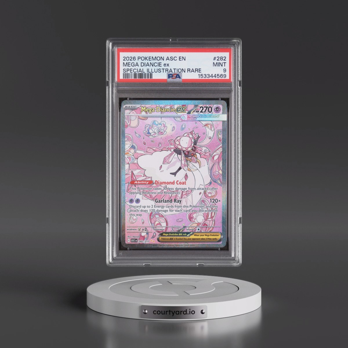 2026 Pokémon Asc EN-Ascended Heroes #282 Mega Diancie EX - Holo Special Illustration Rare (PSA 9 MINT)
