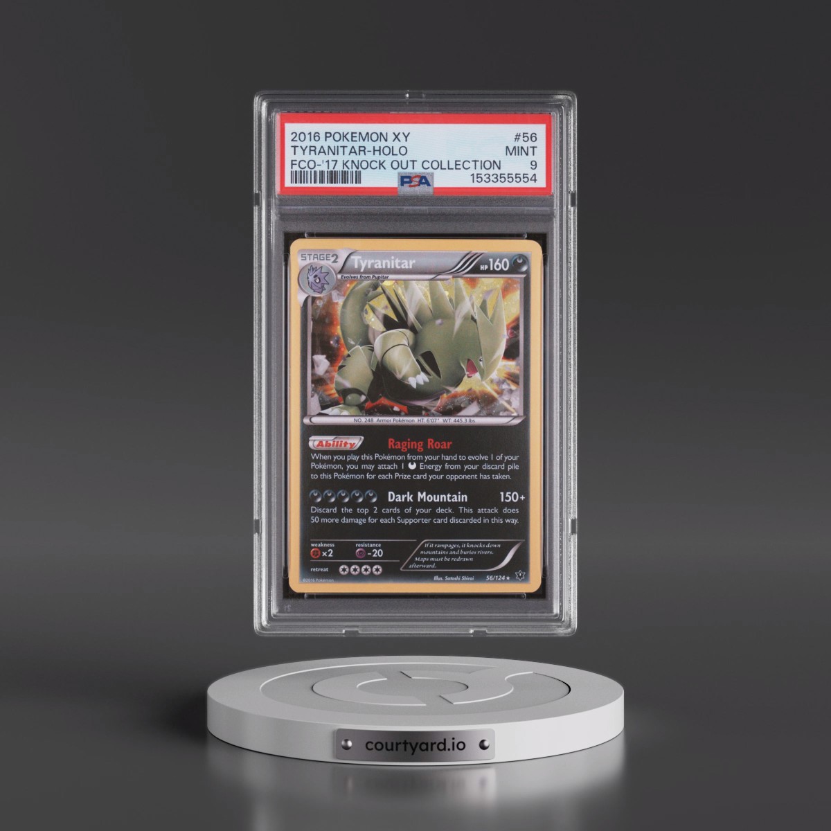 2016 Pokémon XY Fates Collide #56 Tyranitar - Holo 2017 Knock Out Collection (PSA 9 MINT)