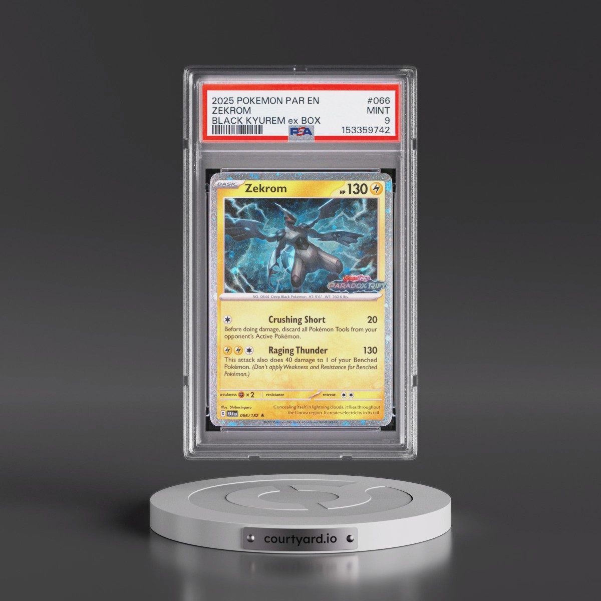 2025 Pokémon Par EN-Paradox Rift #066 Zekrom - Black Kyurem EX Box (PSA 9 MINT)