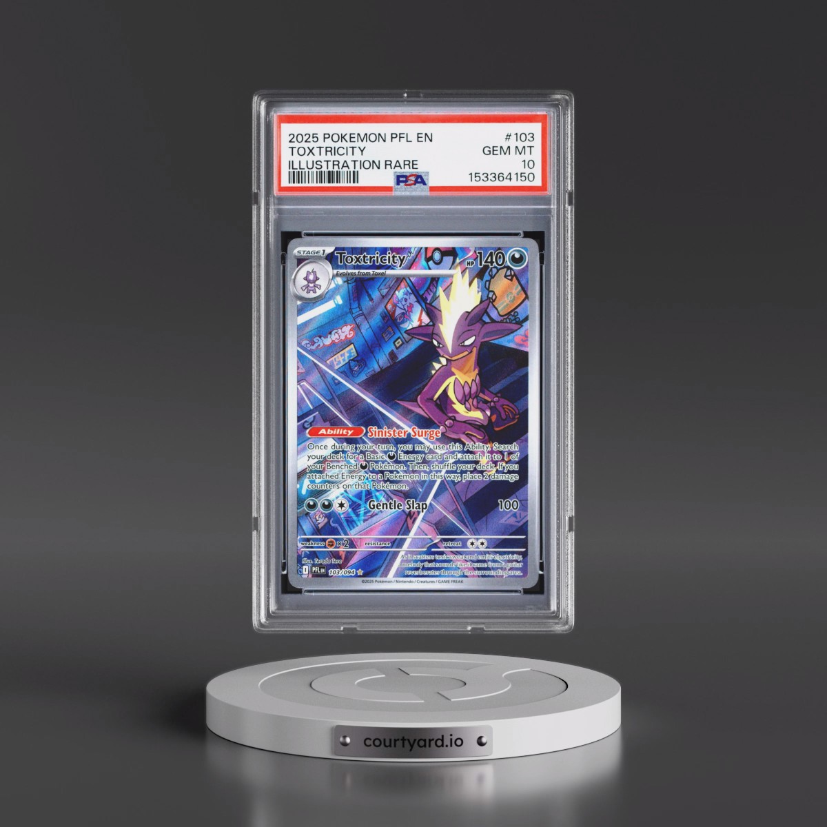 2025 Pokémon Pfl EN-Phantasmal Flames #103 Toxtricity - Illustration Rare (PSA 10 GEM MINT)