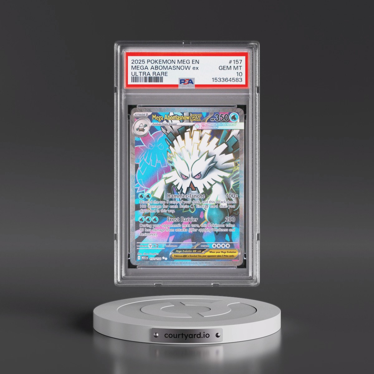 2025 Pokémon Meg EN-Mega Evolution #157 Mega Abomasnow EX - Holo Ultra Rare (PSA 10 GEM MINT)