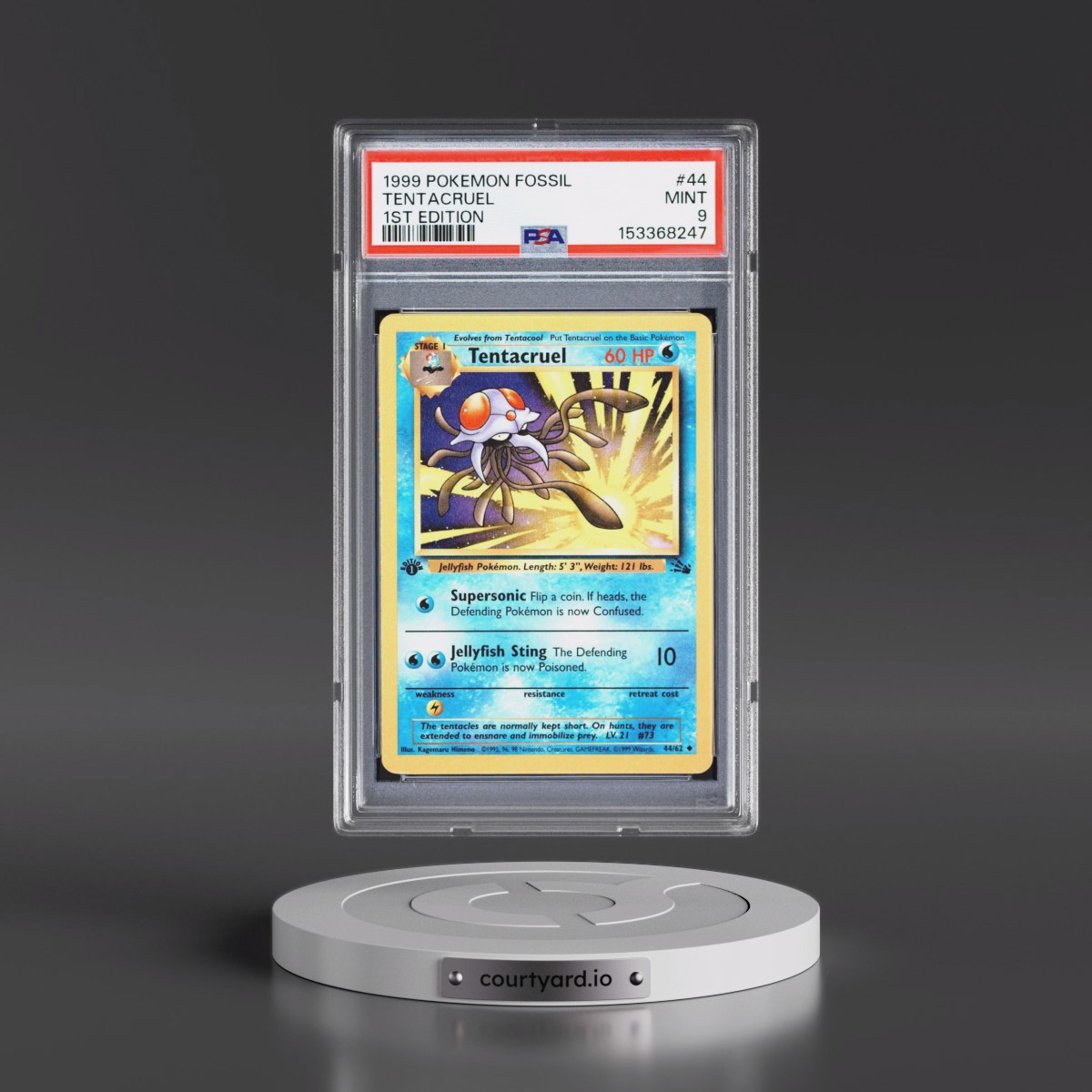1999 Pokémon Fossil #44 Tentacruel - 1st Edition (PSA 9 MINT)