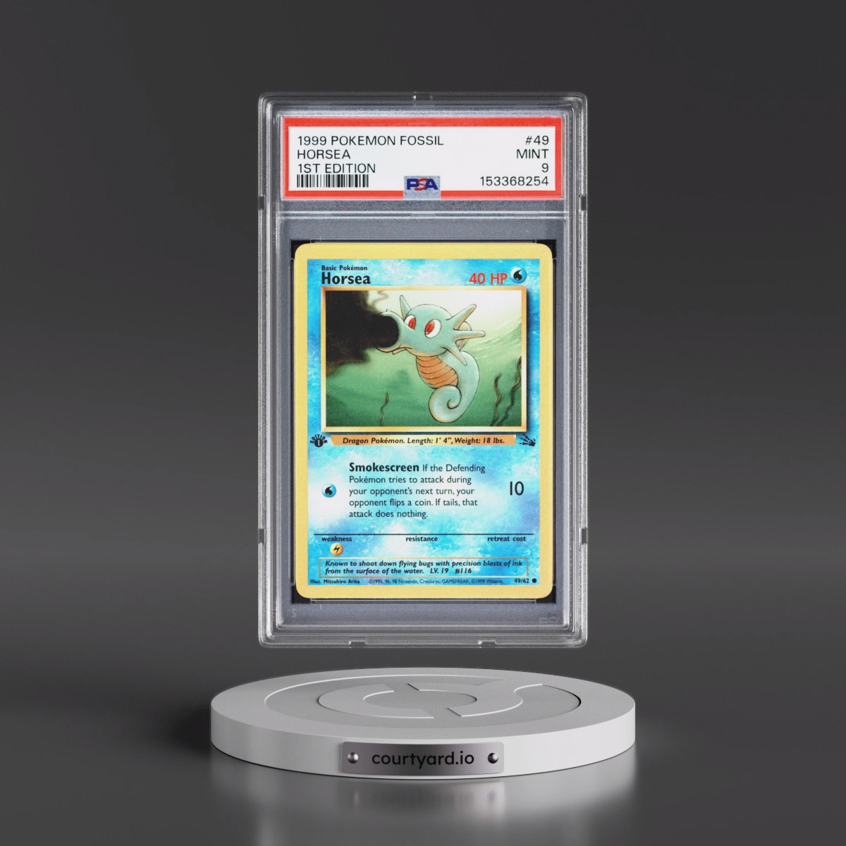 1999 Pokémon Fossil #49 Horsea - 1st Edition (PSA 9 MINT)