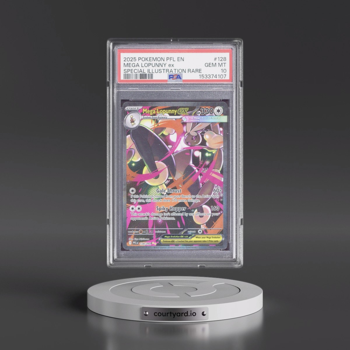 2025 Pokémon Pfl EN-Phantasmal Flames #128 Mega Lopunny EX - Holo Special Illustration Rare (PSA 10 GEM MINT)