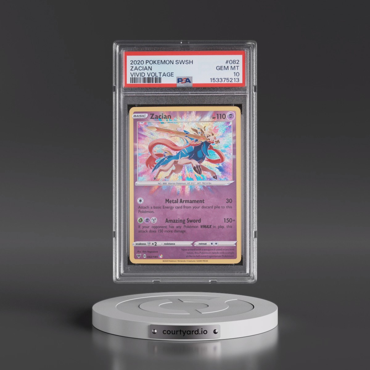 2020 Pokémon Sword & Shield Vivid Voltage #082 Zacian (PSA 10 GEM MINT)