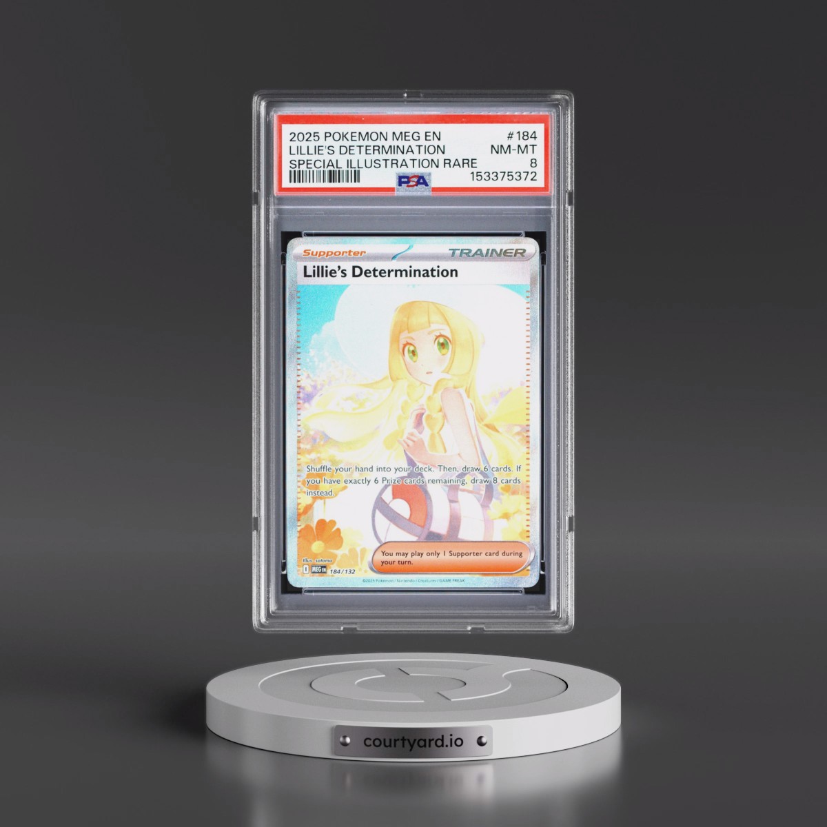2025 Pokémon Meg EN-Mega Evolution #184 Lillie's Determination - Special Illustration Rare (PSA 8 NM-MT)