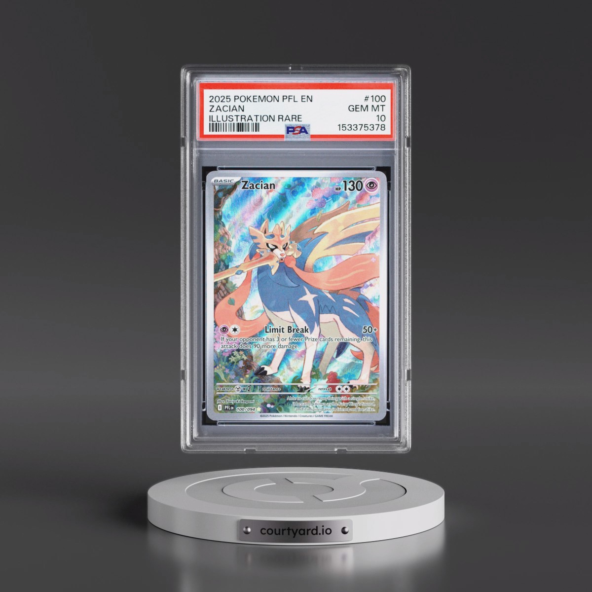 2025 Pokémon Pfl EN-Phantasmal Flames #100 Zacian - Illustration Rare (PSA 10 GEM MINT)