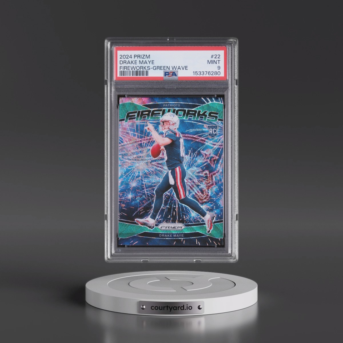 2024 Panini Prizm Fireworks #22 Drake Maye - Green Wave (PSA 9 MINT)