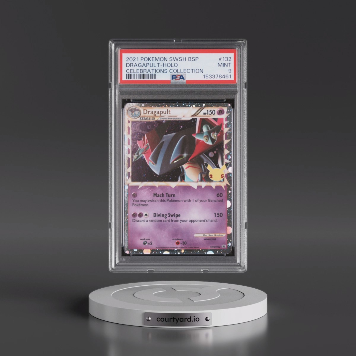 2021 Pokémon Swsh Black Star Promo #132 Dragapult - Holo Celebrations Collection (PSA 9 MINT)