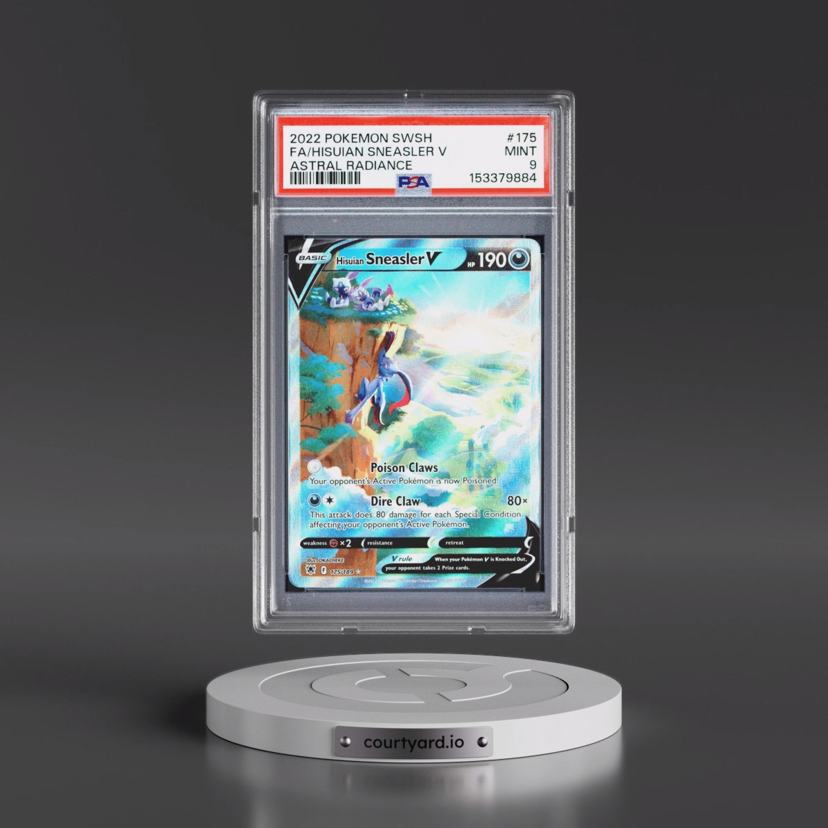 2022 Pokémon Sword & Shield Astral Radiance #175 Hisuian Sneasler V - Holo Full Art (PSA 9 MINT)