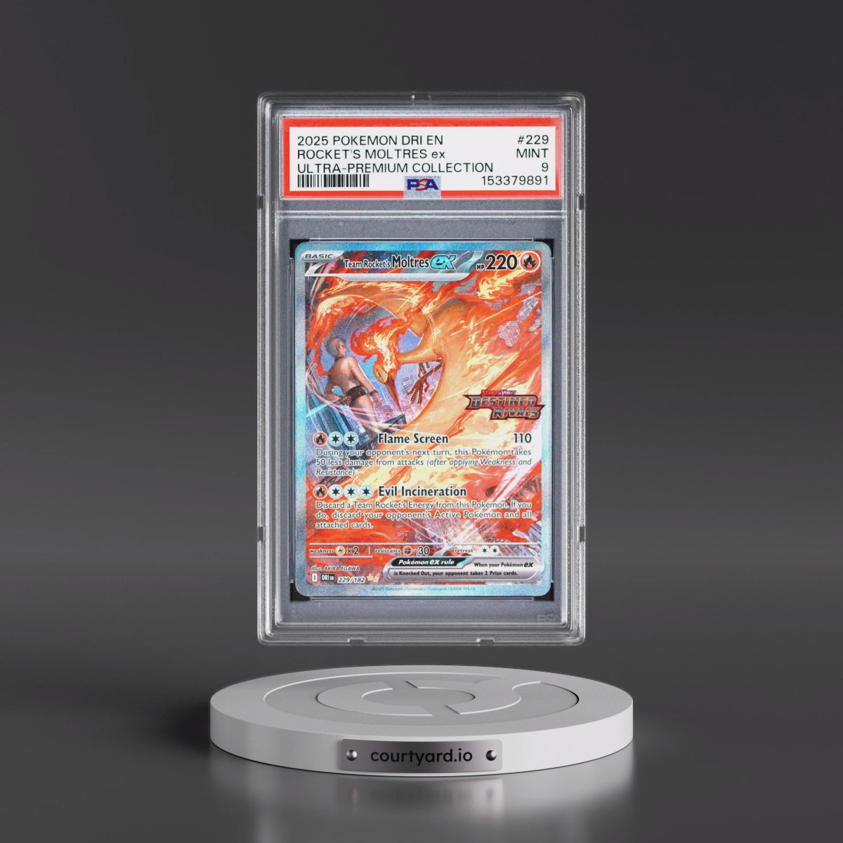 2025 Pokémon Dri EN-Destined Rivals #229 Team Rocket's Moltres EX - Holo Team Rocket's Moltres EX Ultra-Premium Collection (PSA 9 MINT)