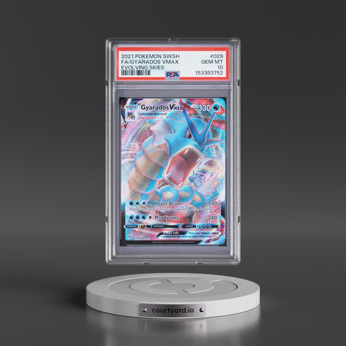 2021 Pokémon Sword & Shield Evolving Skies #029 Gyarados Vmax - Full Art (PSA 10 GEM MINT)