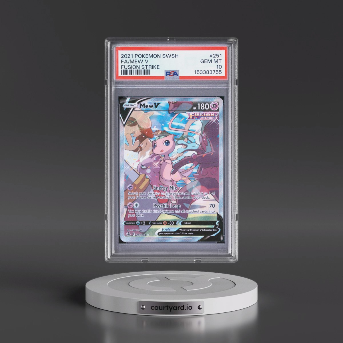 2021 Pokémon Sword & Shield Fusion Strike #251 Mew V - Holo Full Art (PSA 10 GEM MINT)