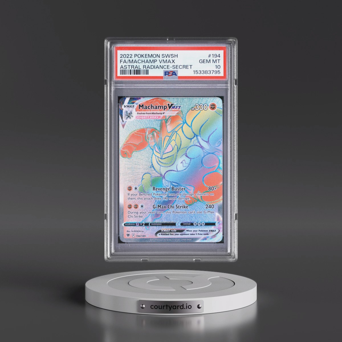 2022 Pokémon Sword & Shield Astral Radiance #194 Machamp Vmax - Full Art Secret (PSA 10 GEM MINT)