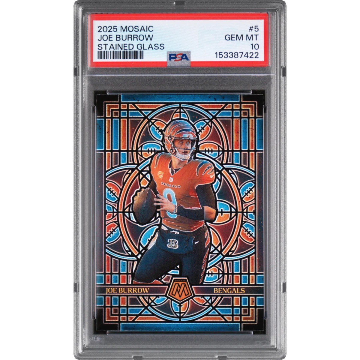 2025 Panini Mosaic Stained Glass #5 Joe Burrow (PSA 10 GEM MINT)