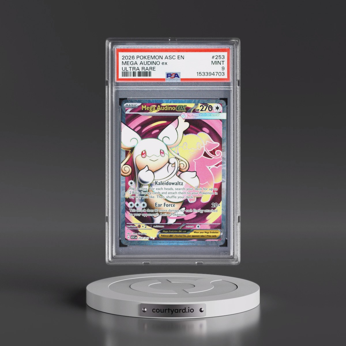 2026 Pokémon Asc EN-Ascended Heroes #253 Mega Audino EX - Holo Ultra Rare (PSA 9 MINT)