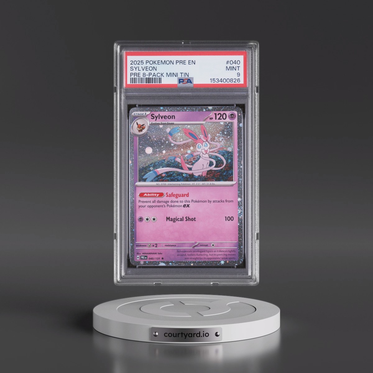 2025 Pokémon Pre EN-Prismatic Evolutions #040 Sylveon - Prismatic Evolutions 8-Pack Mini Tin (PSA 9 MINT)