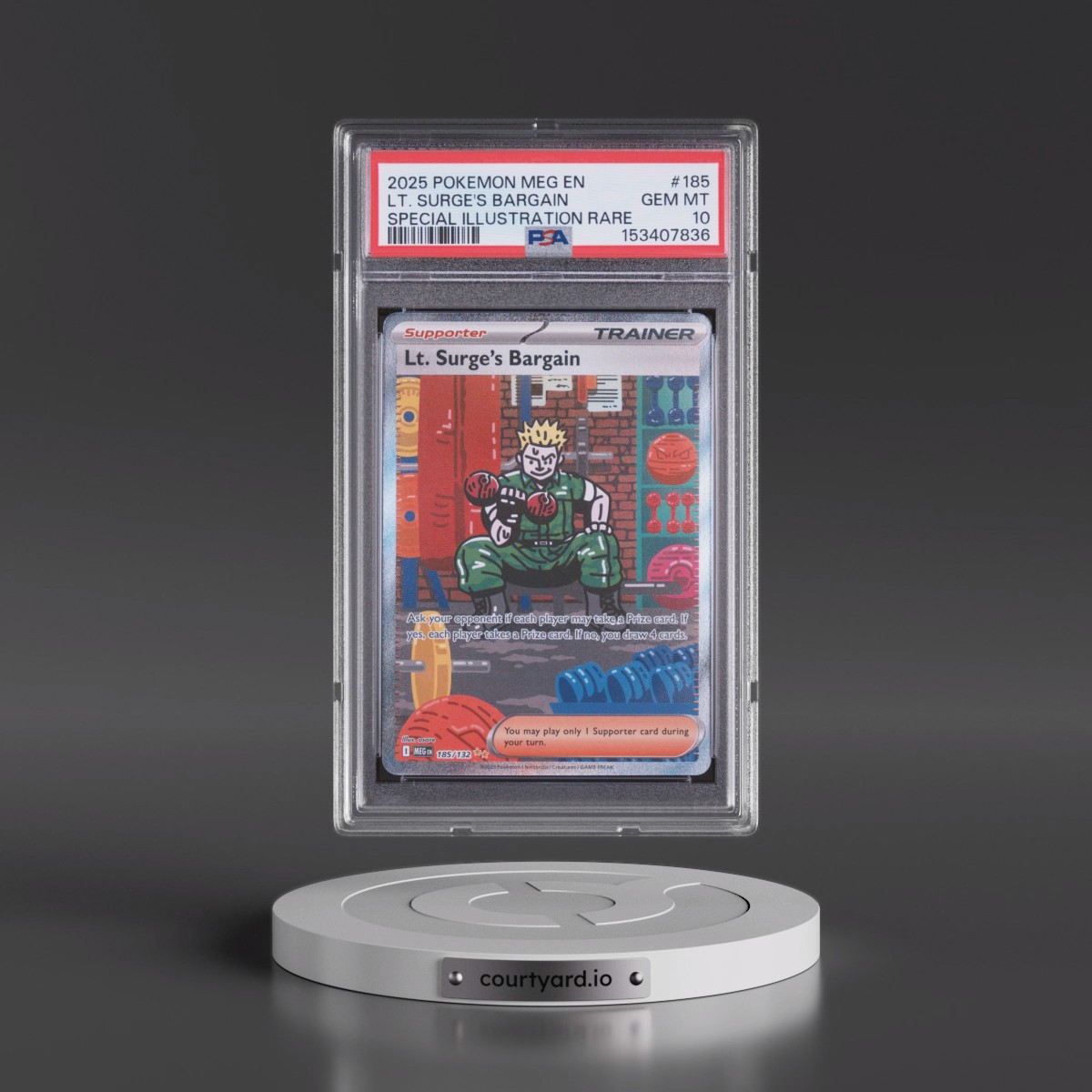2025 Pokémon Meg EN-Mega Evolution #185 LT. Surge's Bargain - Special Illustration Rare (PSA 10 GEM MINT)