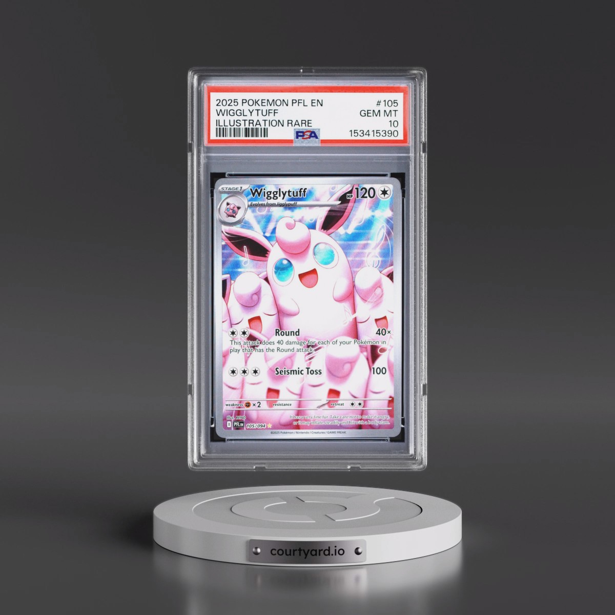 2025 Pokémon Pfl EN-Phantasmal Flames #105 Wigglytuff - Illustration Rare (PSA 10 GEM MINT)