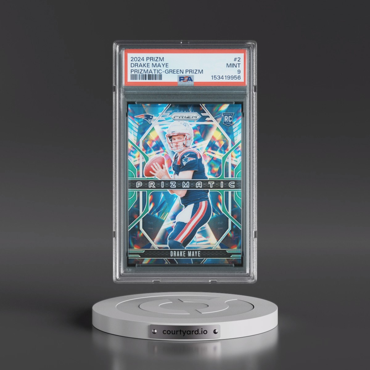 2024 Panini Prizm Prizmatic #2 Drake Maye - Green Prizm (PSA 9 MINT)