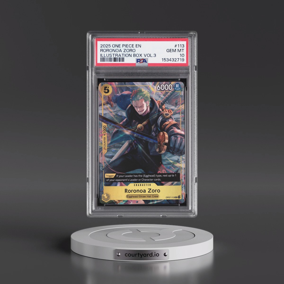 2025 One Piece Promos #113 Roronoa Zoro - Illustration Box Vol.3 (PSA 10 GEM MINT)