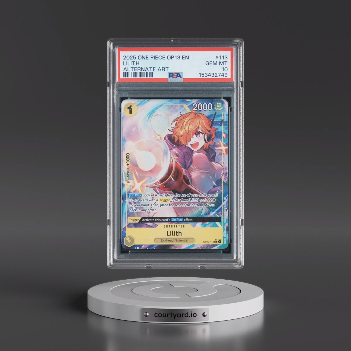 2025 One Piece OP13-Carrying on His Will #113 Lilith - Alternate Art (PSA 10 GEM MINT)