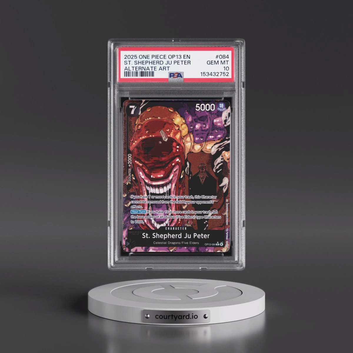2025 One Piece OP13-Carrying on His Will #084 St. Shepherd JU Peter - Alternate Art (PSA 10 GEM MINT)