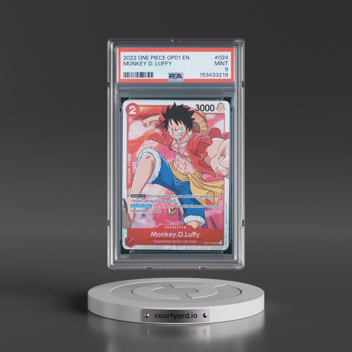 2022 One Piece OP01-Romance Dawn #024 Monkey D. Luffy (PSA 9 MINT)