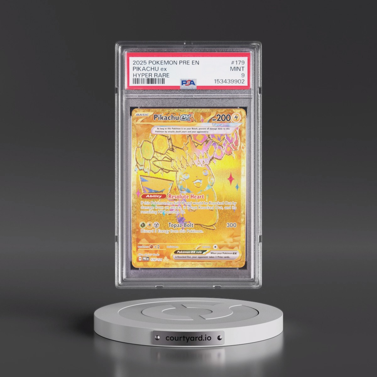 2025 Pokémon Pre EN-Prismatic Evolutions #179 Pikachu EX - Holo Hyper Rare (PSA 9 MINT)