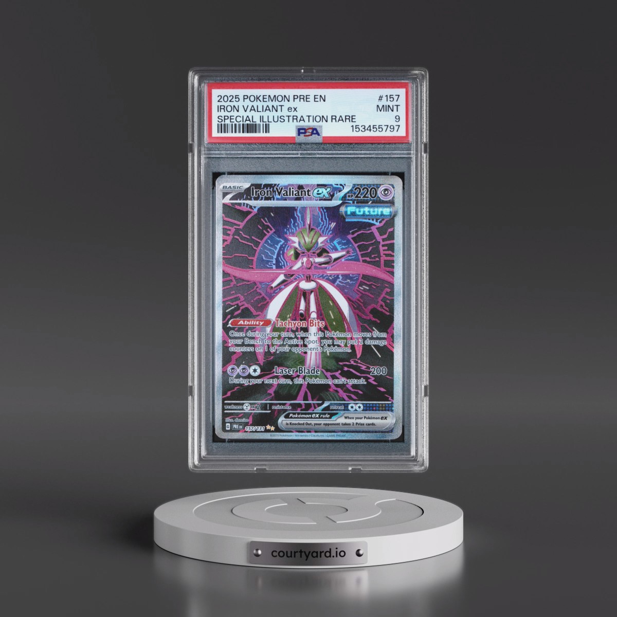 2025 Pokémon Pre EN-Prismatic Evolutions #157 Iron Valiant EX - Holo Special Illustration Rare (PSA 9 MINT)