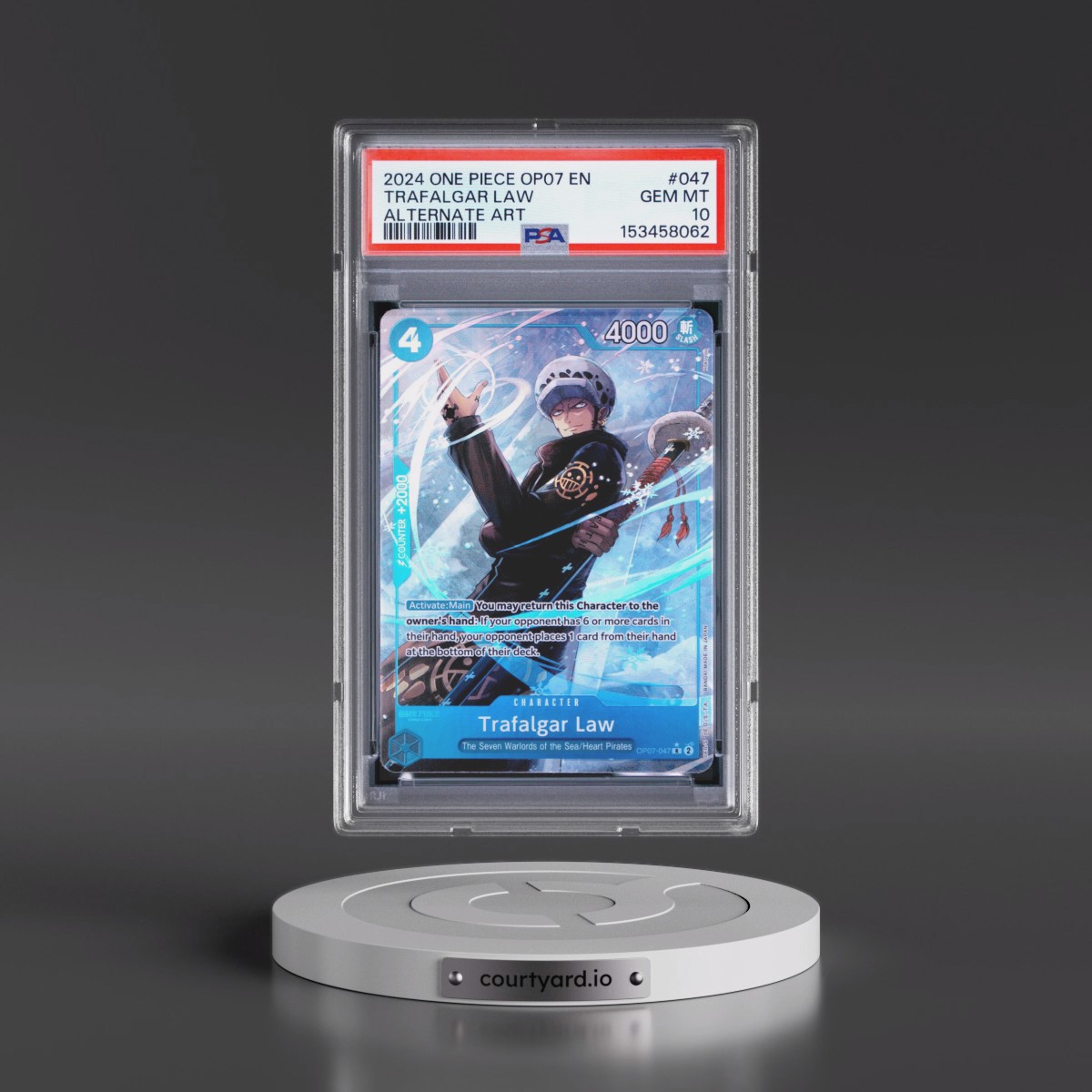2024 One Piece OP07-500 Years in the Future #047 Trafalgar Law - Alternate Art (PSA 10 GEM MINT)