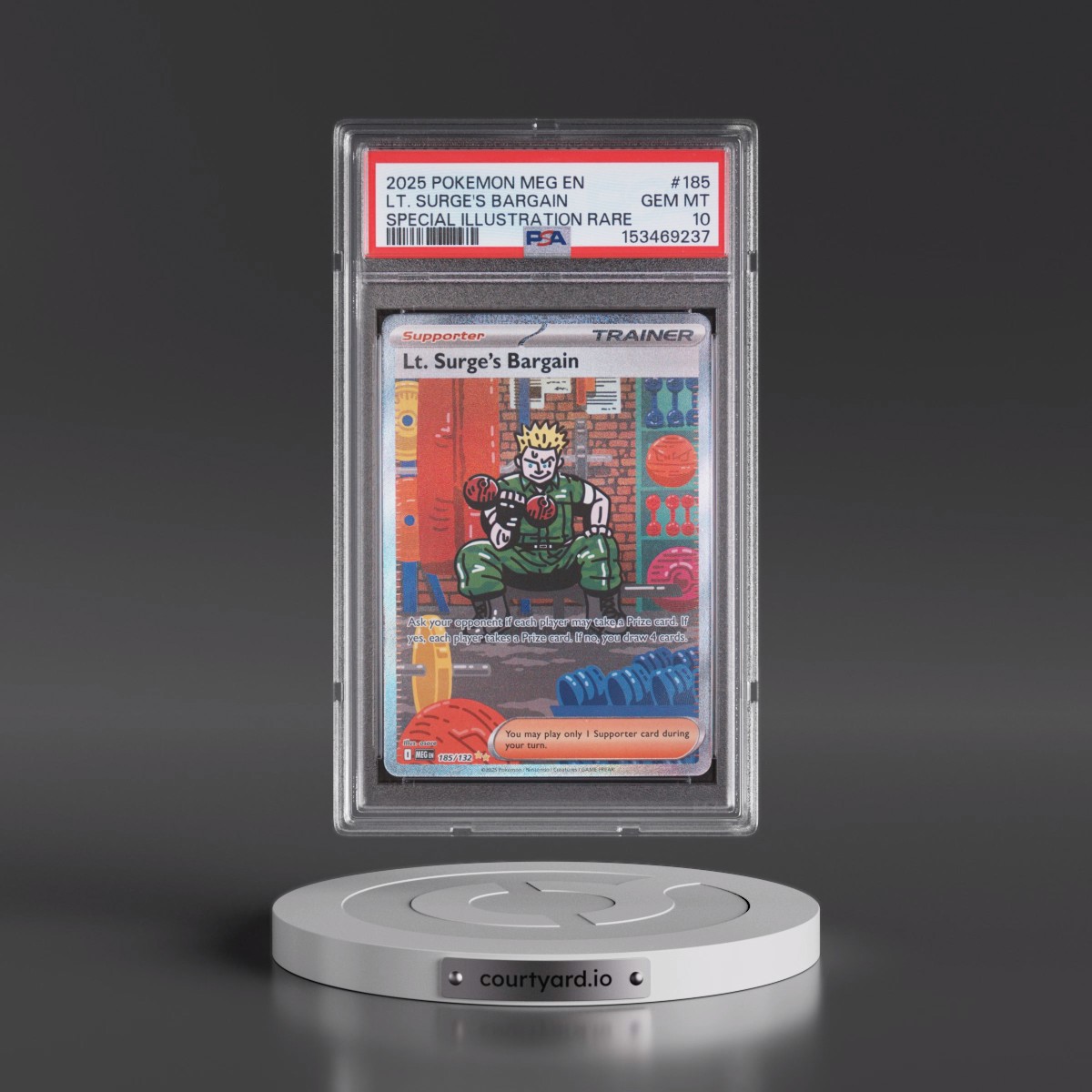 2025 Pokémon Meg EN-Mega Evolution #185 LT. Surge's Bargain - Special Illustration Rare (PSA 10 GEM MINT)