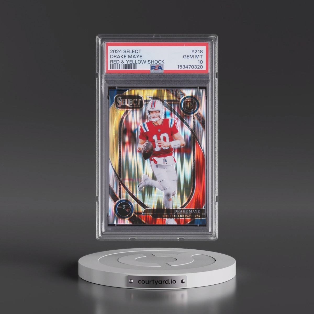 2024 Panini Select #218 Drake Maye - Red & Yellow Shock (PSA 10 GEM MINT)