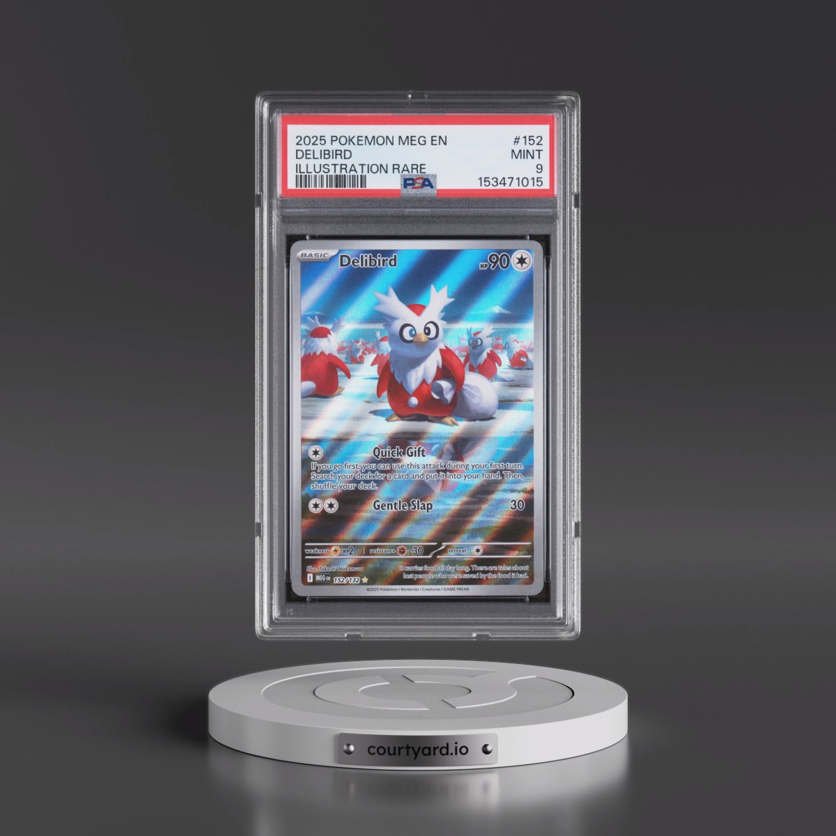 2025 Pokémon Meg EN-Mega Evolution #152 Delibird - Illustration Rare (PSA 9 MINT)