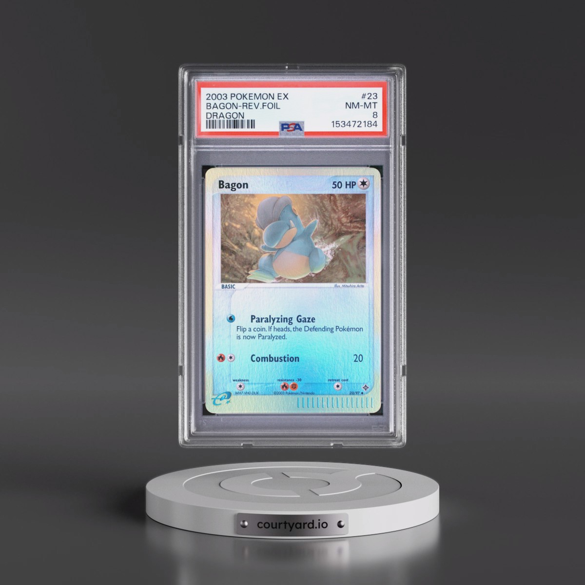 2003 Pokémon EX Dragon #23 Bagon - Reverse Foil (PSA 8 NM-MT)
