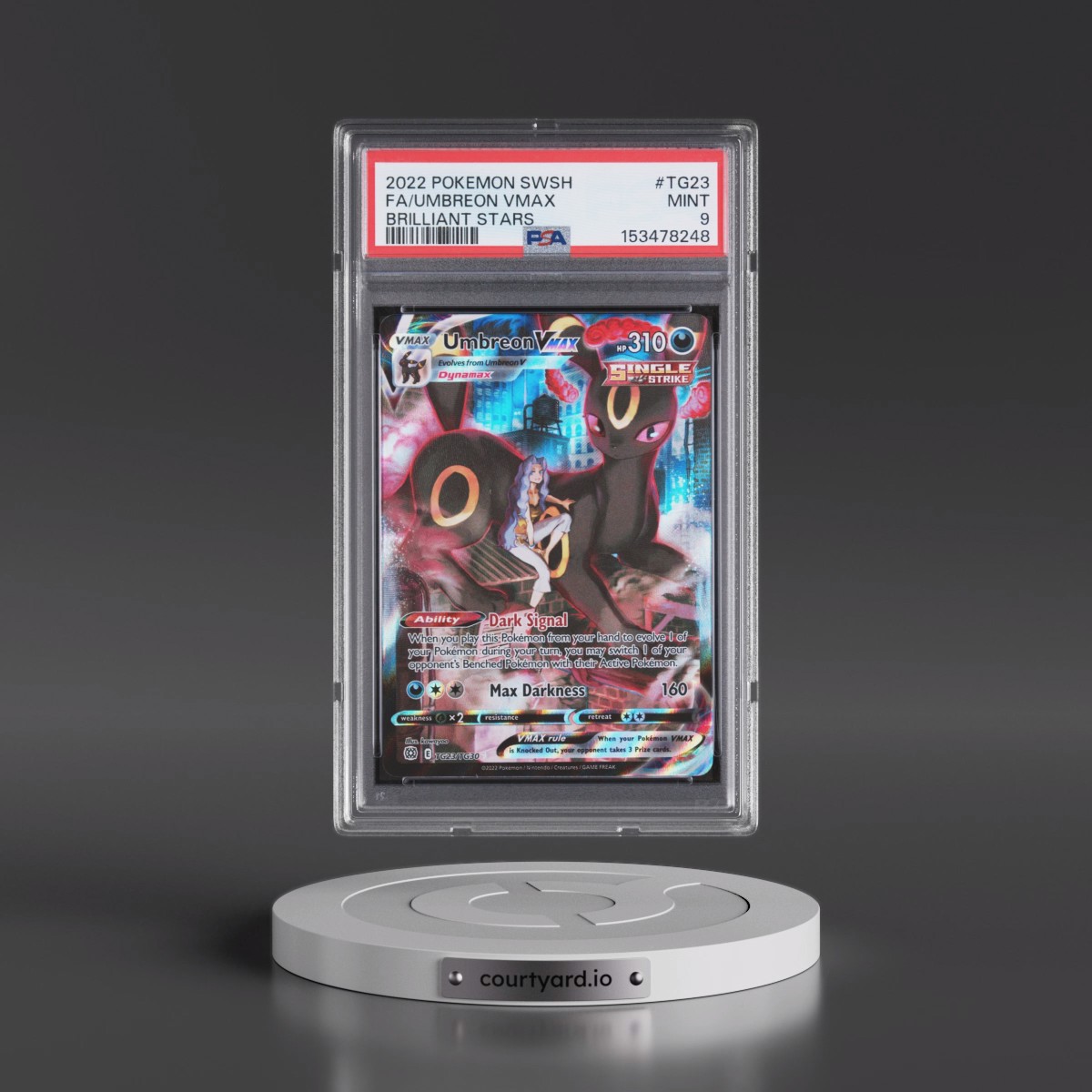 2022 Pokémon Sword & Shield Brilliant Stars #TG23 Umbreon Vmax - Full Art (PSA 9 MINT)