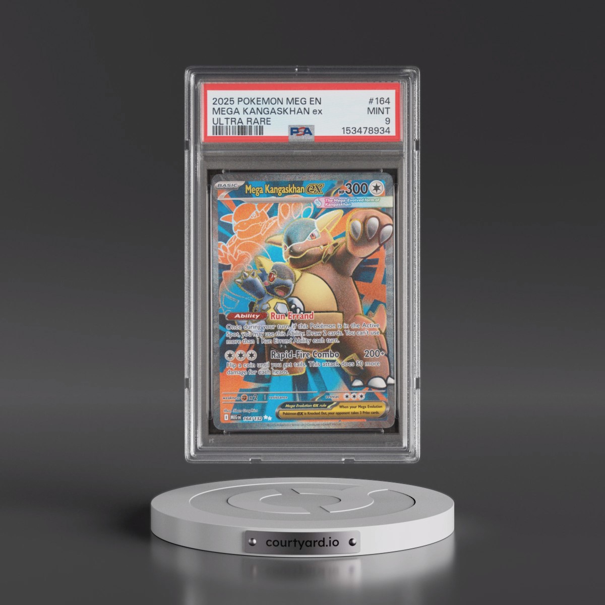 2025 Pokémon Meg EN-Mega Evolution #164 Mega Kangaskhan EX - Holo Ultra Rare (PSA 9 MINT)