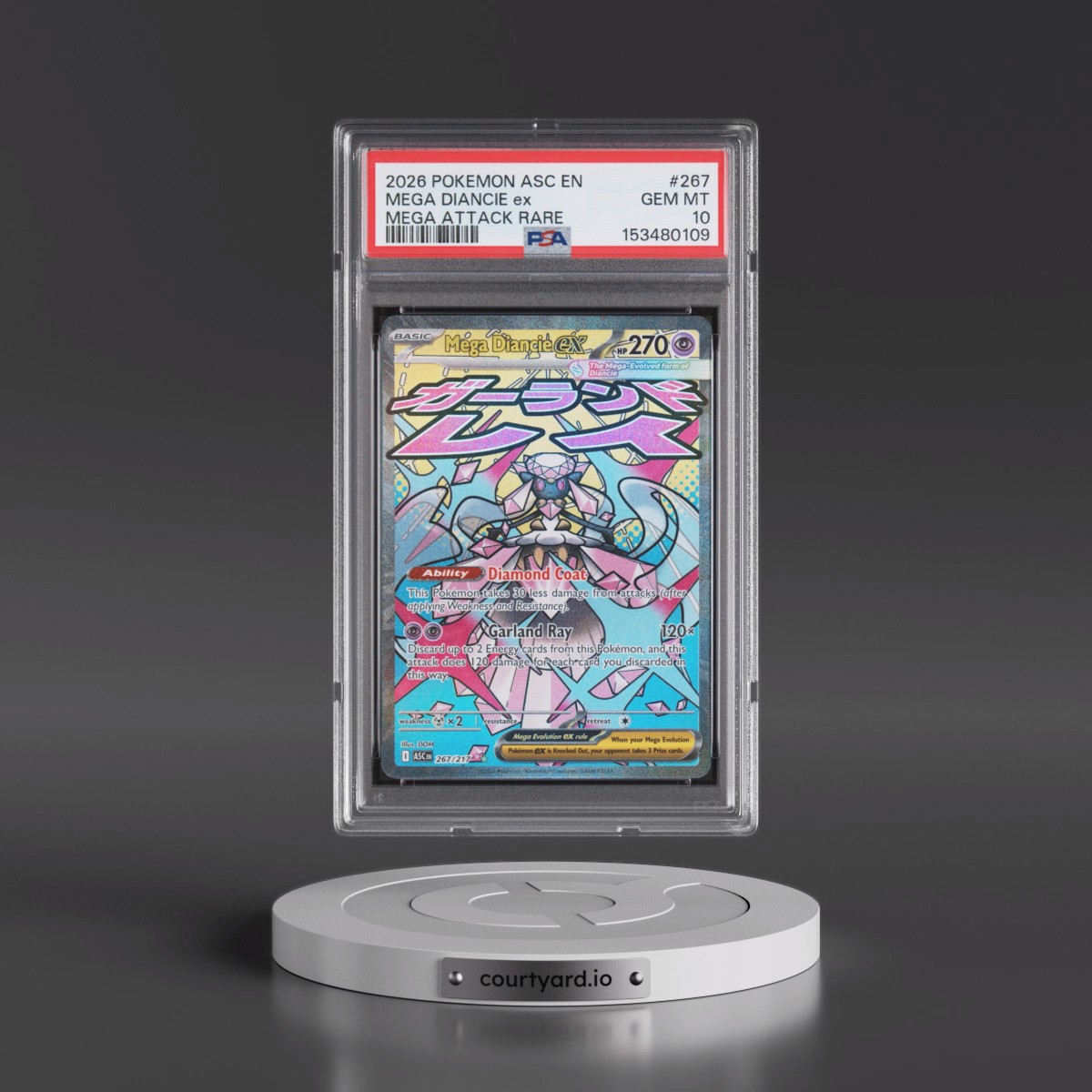 2026 Pokémon Asc EN-Ascended Heroes #267 Mega Diancie EX - Holo Mega Attack Rare (PSA 10 GEM MINT)