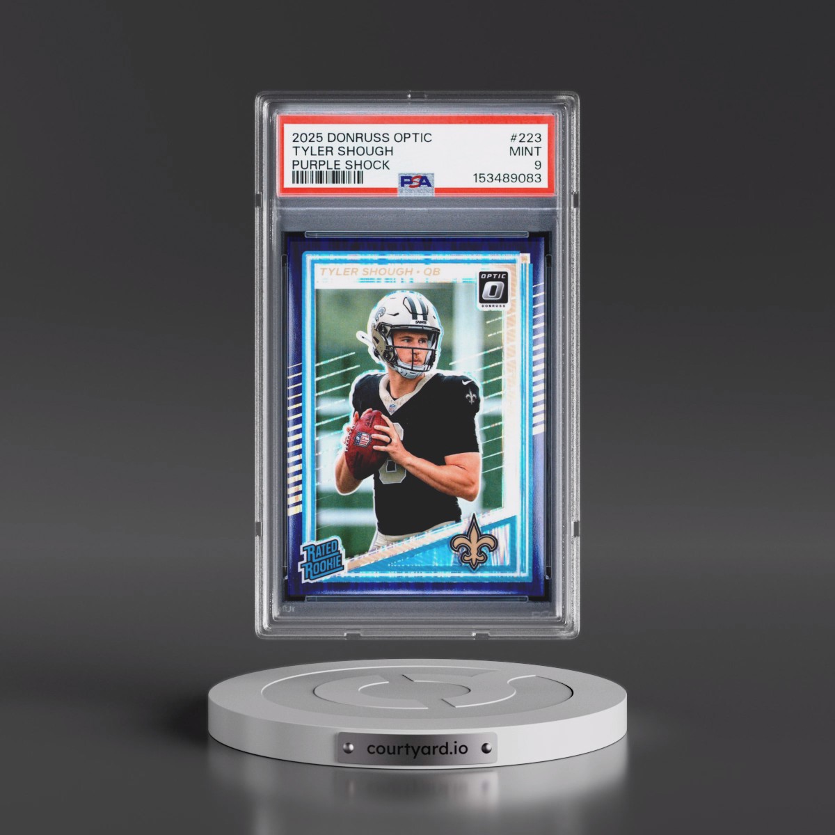 2025 Panini Donruss Optic #223 Tyler Shough - Purple Shock (PSA 9 MINT)