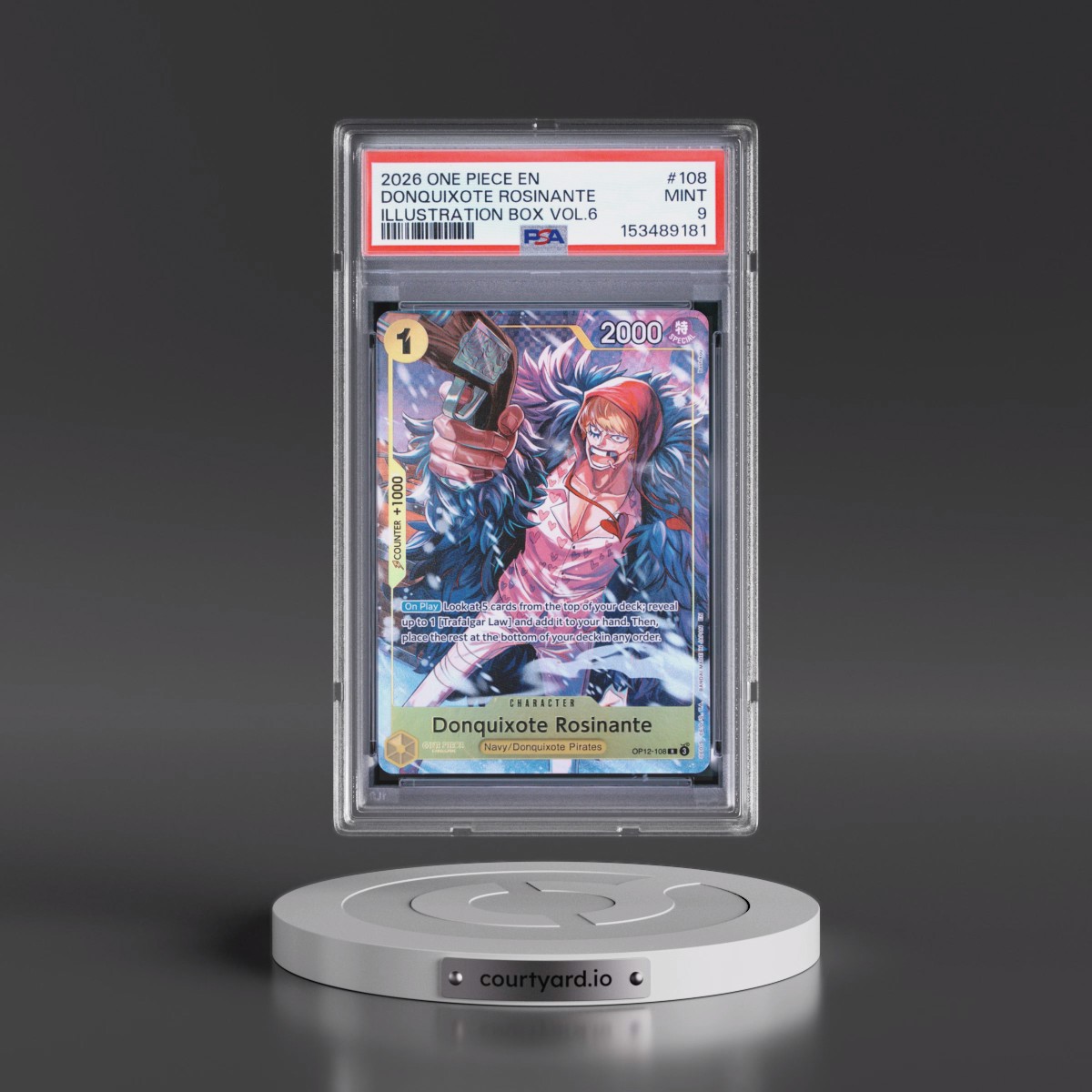 2026 One Piece Promos #108 Donquixote Rosinante - Illustration Box Vol.6 (PSA 9 MINT)