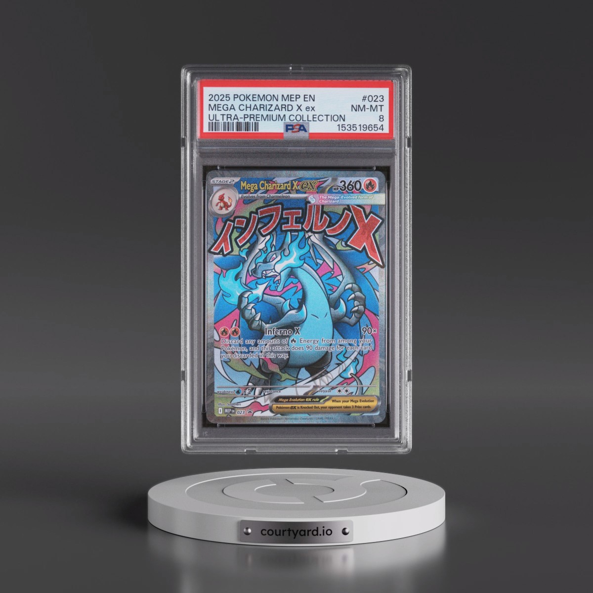 2025 Pokémon Mep EN-Me Black Star Promo #023 Mega Charizard X EX - Holo Mega Charizard X EX Ultra-Premium Collection (PSA 8 NM-MT)