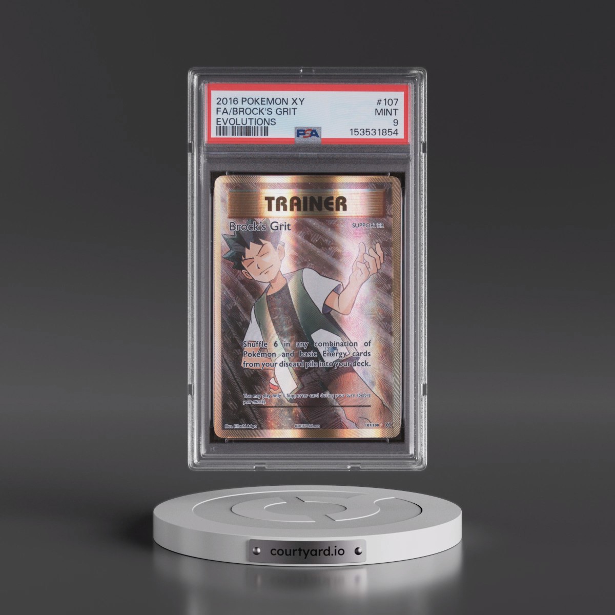 2016 Pokémon XY Evolutions #107 Brock's Grit - Full Art (PSA 9 MINT)