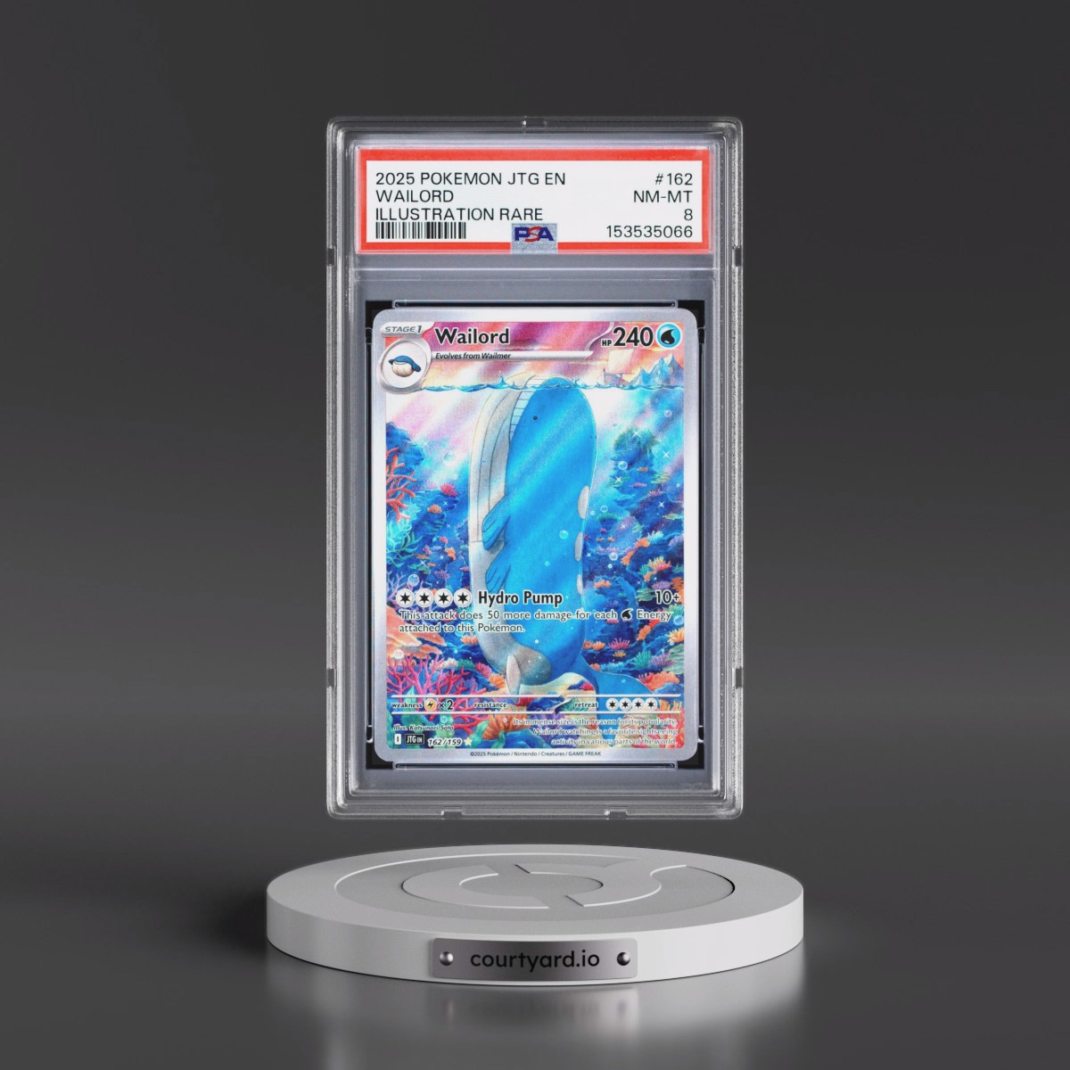 2025 Pokémon Jtg EN-Journey Together #162 Wailord - Illustration Rare (PSA 8 NM-MT)