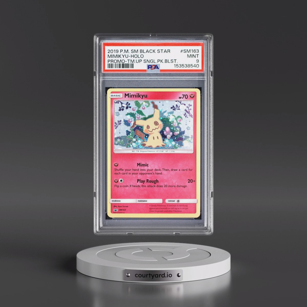 2019 Pokémon SM Black Star Promo #SM163 Mimikyu - Holo Team Up Single Pack Blisters (PSA 9 MINT)