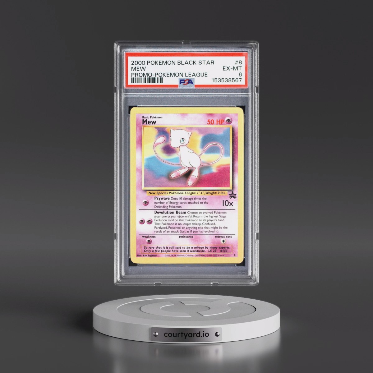 2000 Pokémon Promo Black Star #8 Mew - Pokemon League (PSA 6 EX-MT)