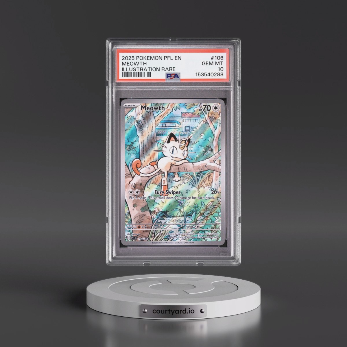 2025 Pokémon Pfl EN-Phantasmal Flames #106 Meowth - Illustration Rare (PSA 10 GEM MINT)