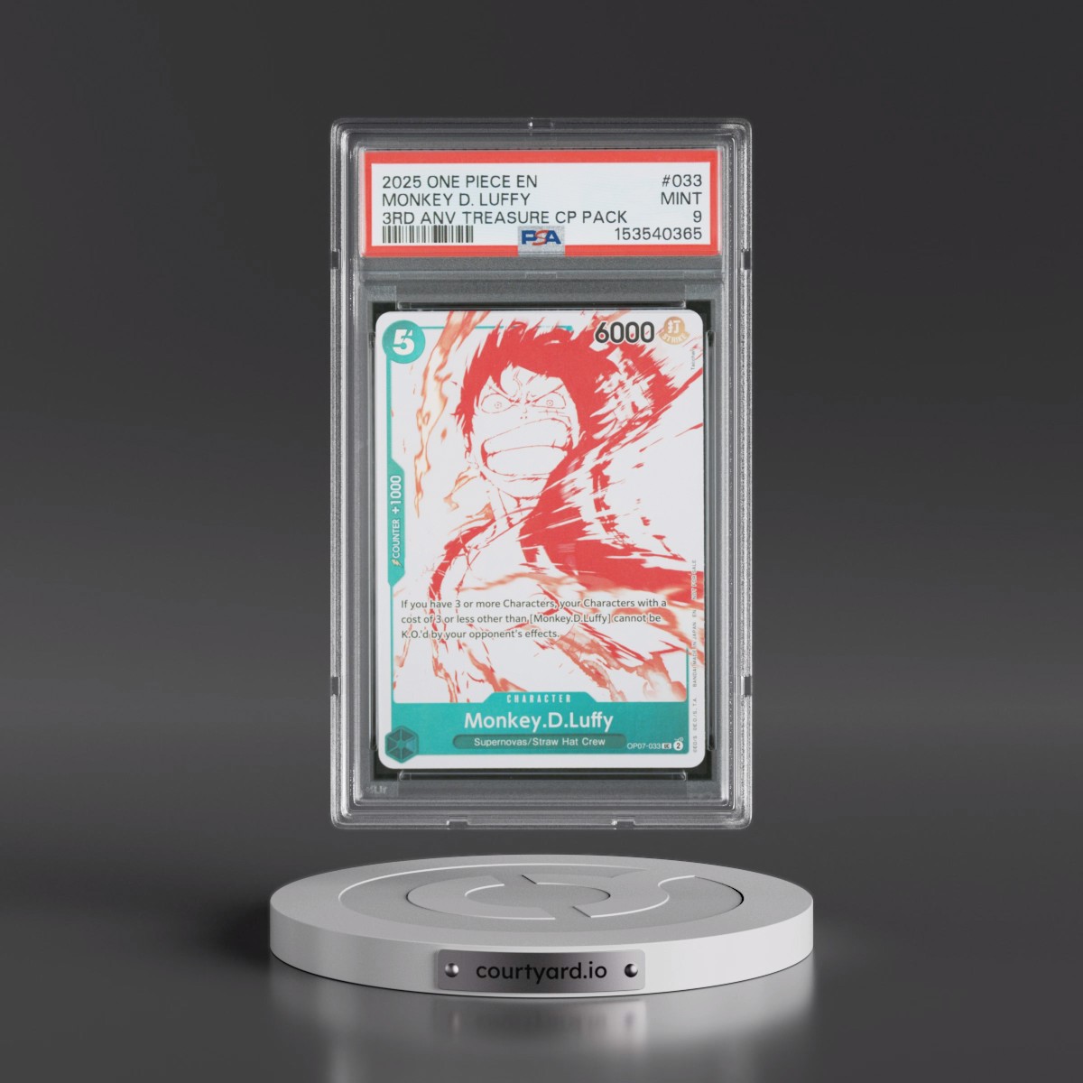 2025 One Piece 3rd Anniversary! One Piece Card Treasure Campaign Pack #033 Monkey D. Luffy (PSA 9 MINT)