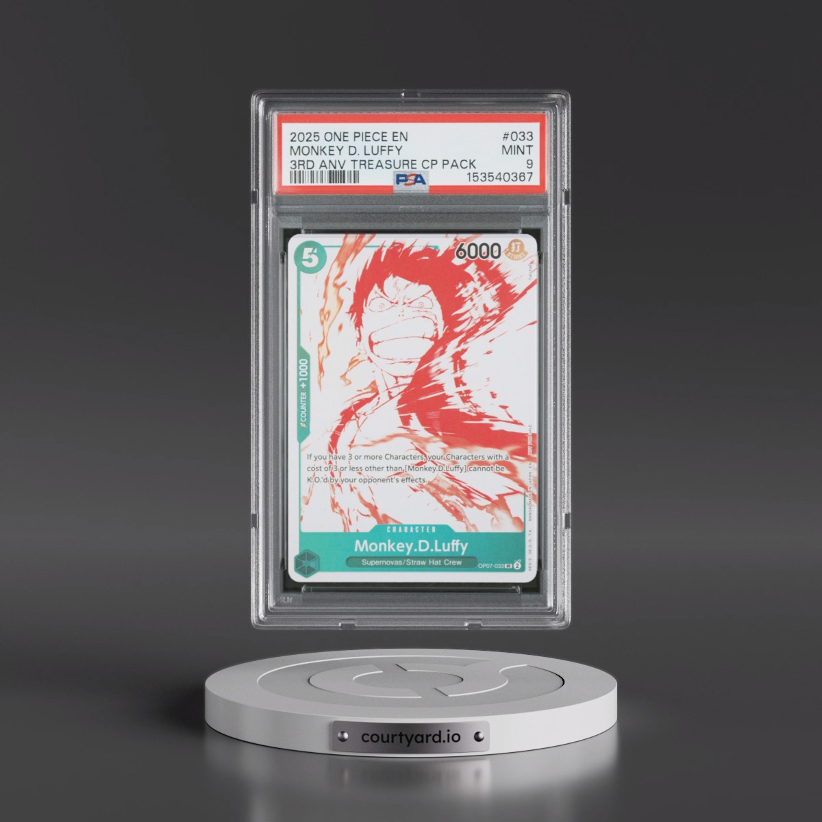 2025 One Piece 3rd Anniversary! One Piece Card Treasure Campaign Pack #033 Monkey D. Luffy (PSA 9 MINT)
